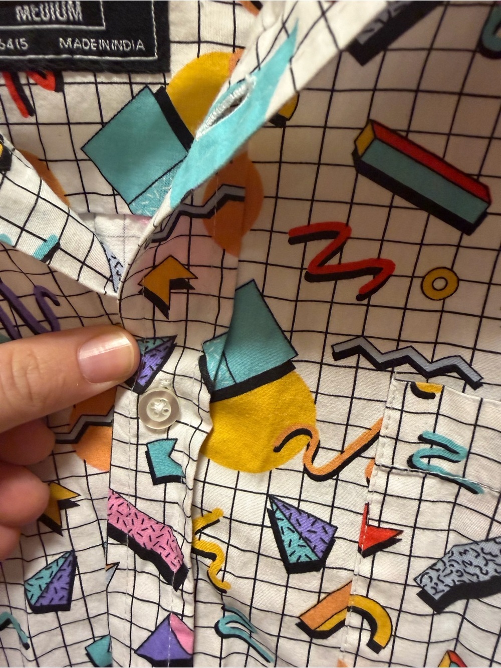 80’s Multicolored Pop Abstract Print Shirt By Massive - Picture 3 of 4